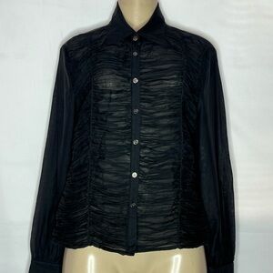 be Brand silk ruched front sheer long sleeve blouse size 12